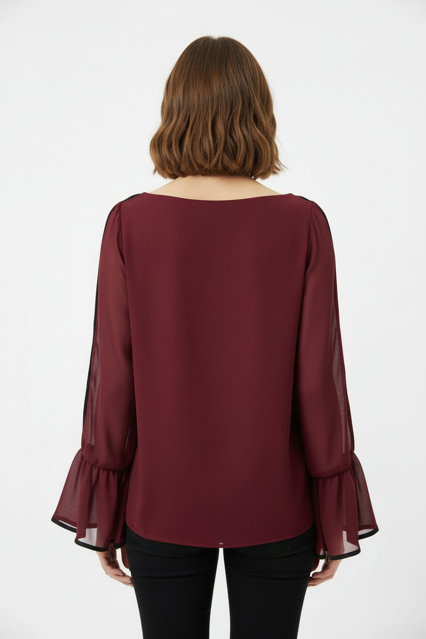Blusa de Fiesta Manga Larga transparente