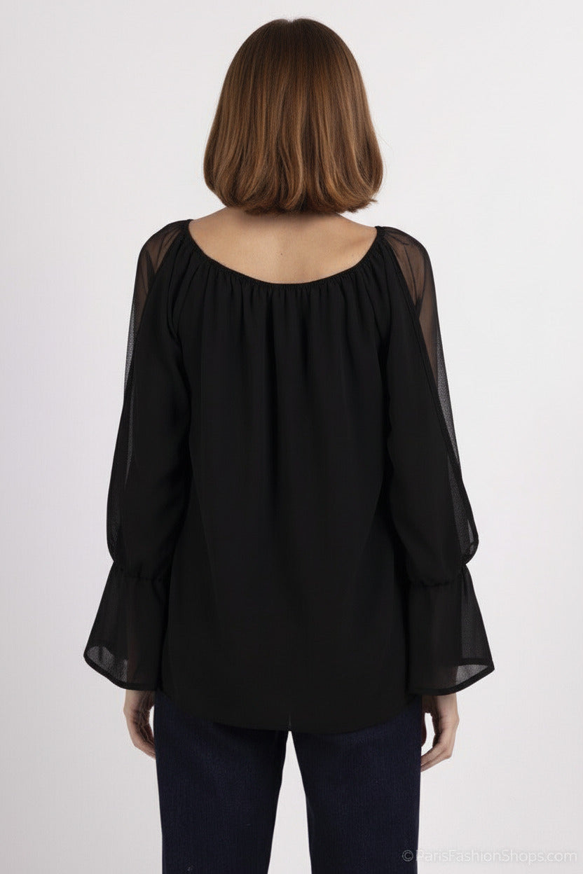 Blusa de Fiesta Manga Larga transparente
