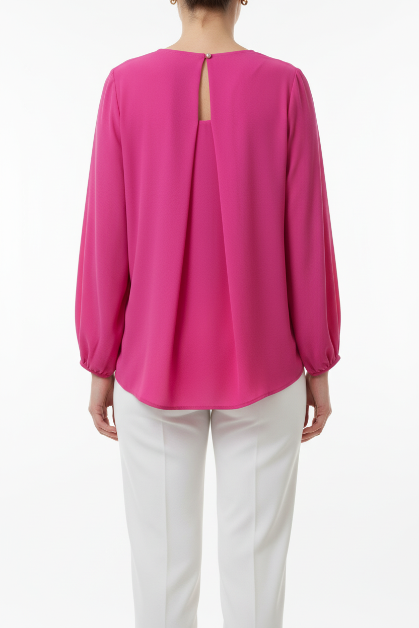 Blusa para invitadaCollar fucsia-Vista trasera