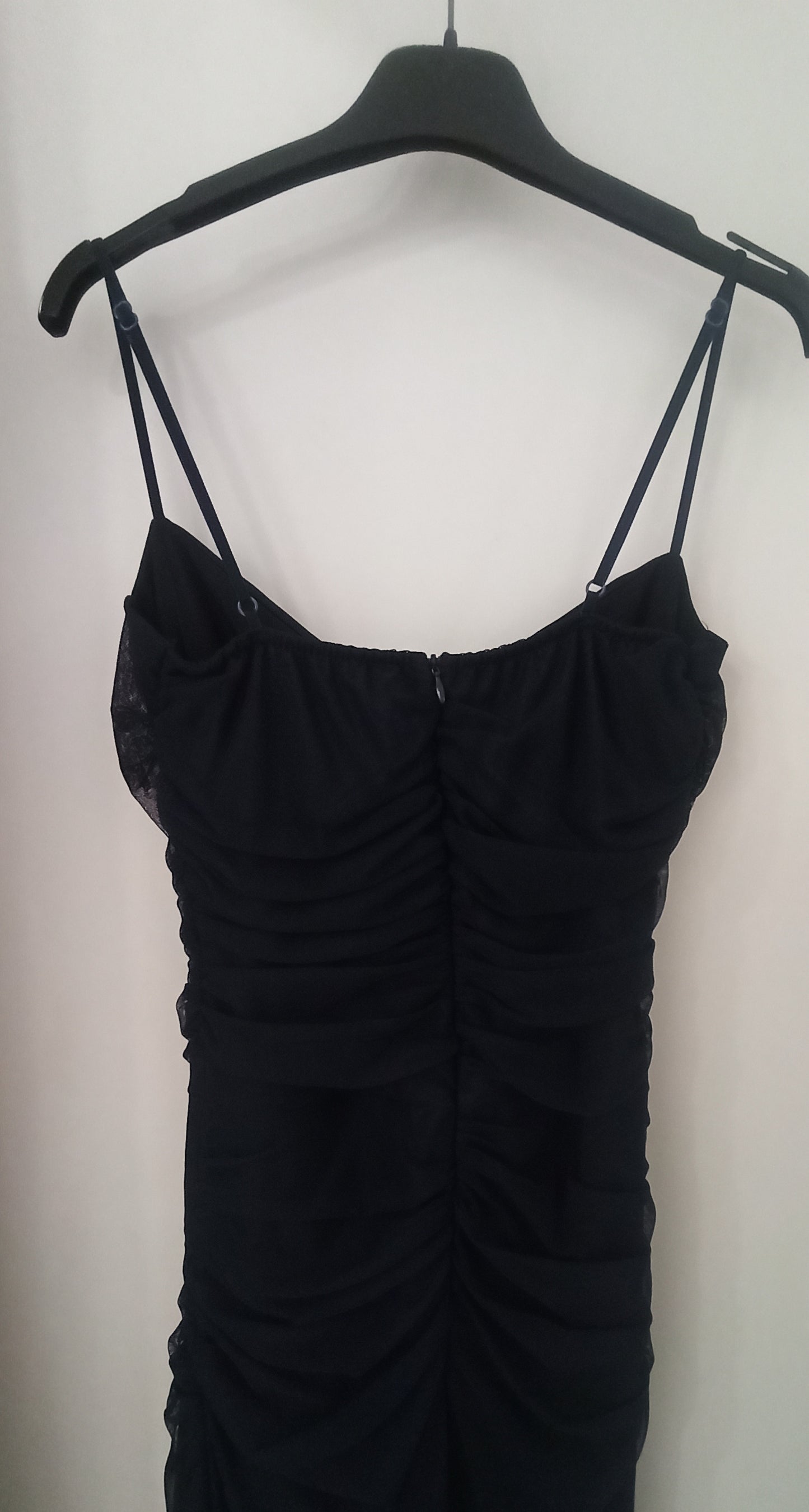 Vestido largo tul Perugia-con fruncidos y tirante fino