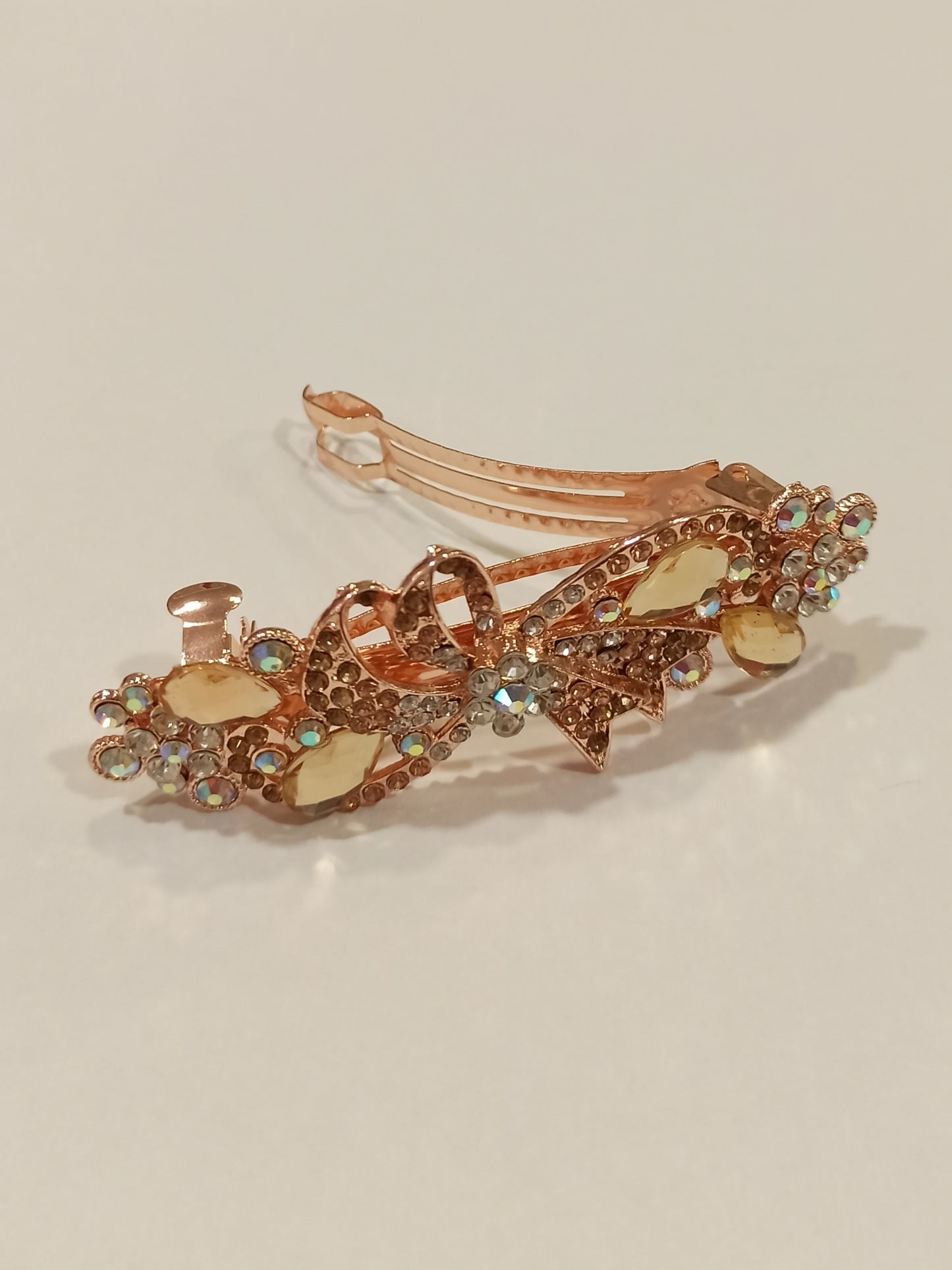 Pinza para el Pelo Oro Rosa con Pedrería