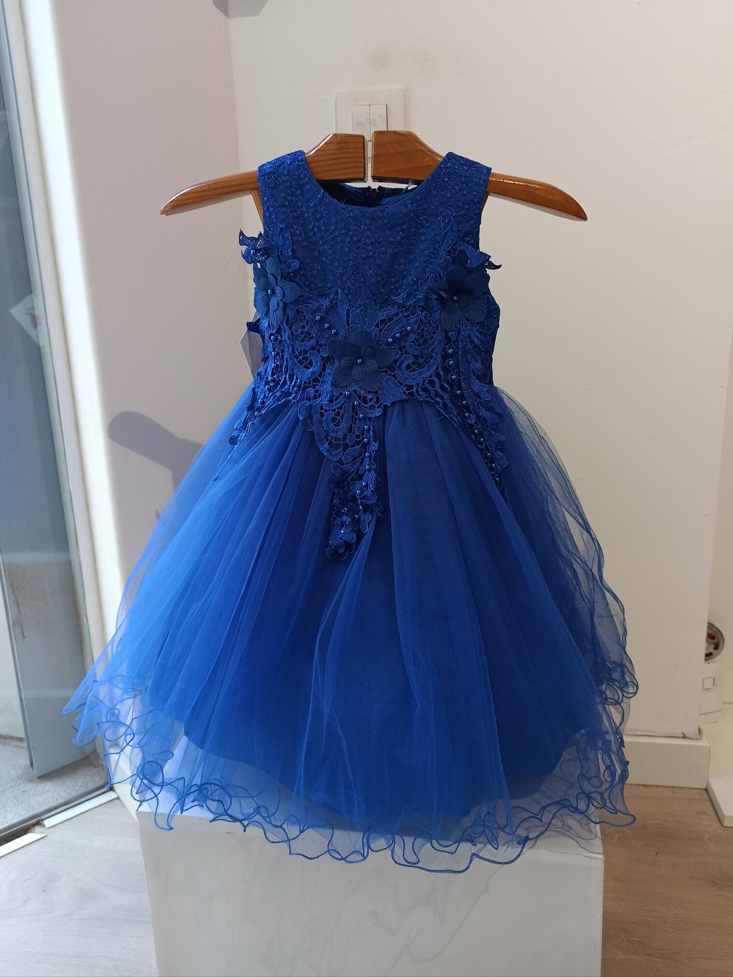 Vestido de Fiesta Azul con Encaje y Tul