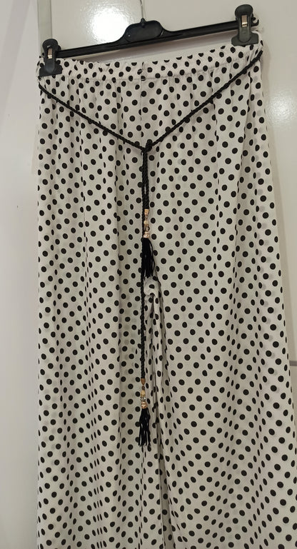 Pantalón Palazzo de Topos Blanco y Negro