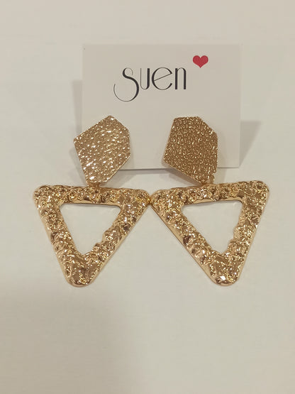 Pendientes de Fiesta Largos Dorados con Forma de Triángulo