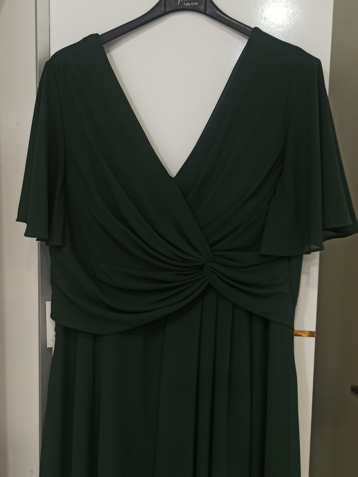 Vestido de Fiesta largo Salamanca-Talla Grande con Manga Corta y Abertura