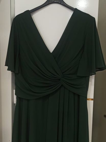 Vestido de Fiesta largo Salamanca-Talla Grande con Manga Corta y Abertura