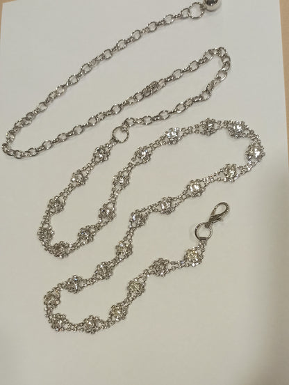 Cinturón de cadena plata con flores de pedrería - vista completa