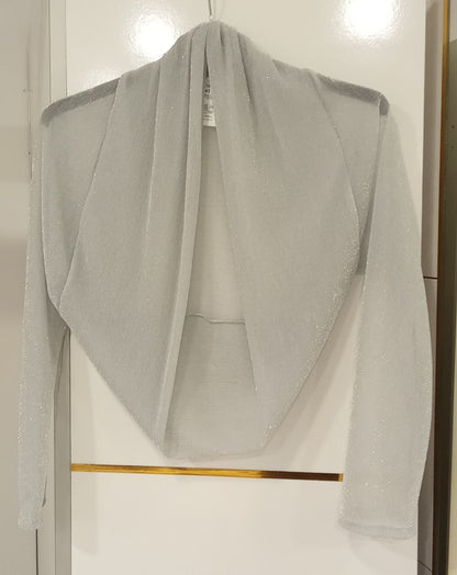 Manguito plateado de lurex de manga larga para fiesta