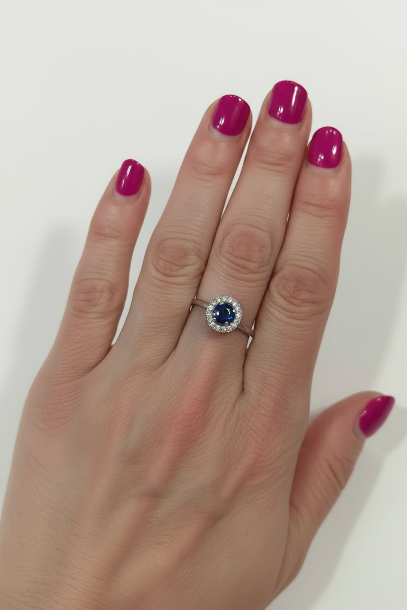  anillo de fiesta pedreria azul