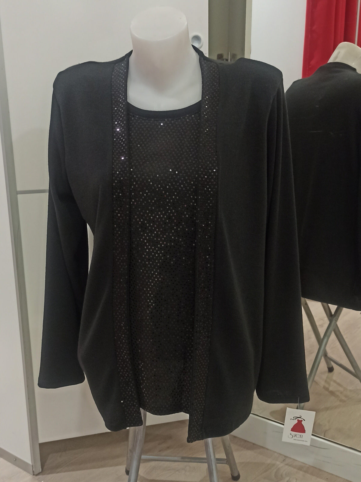 Blusa de punto para fiesta con brillos Negro