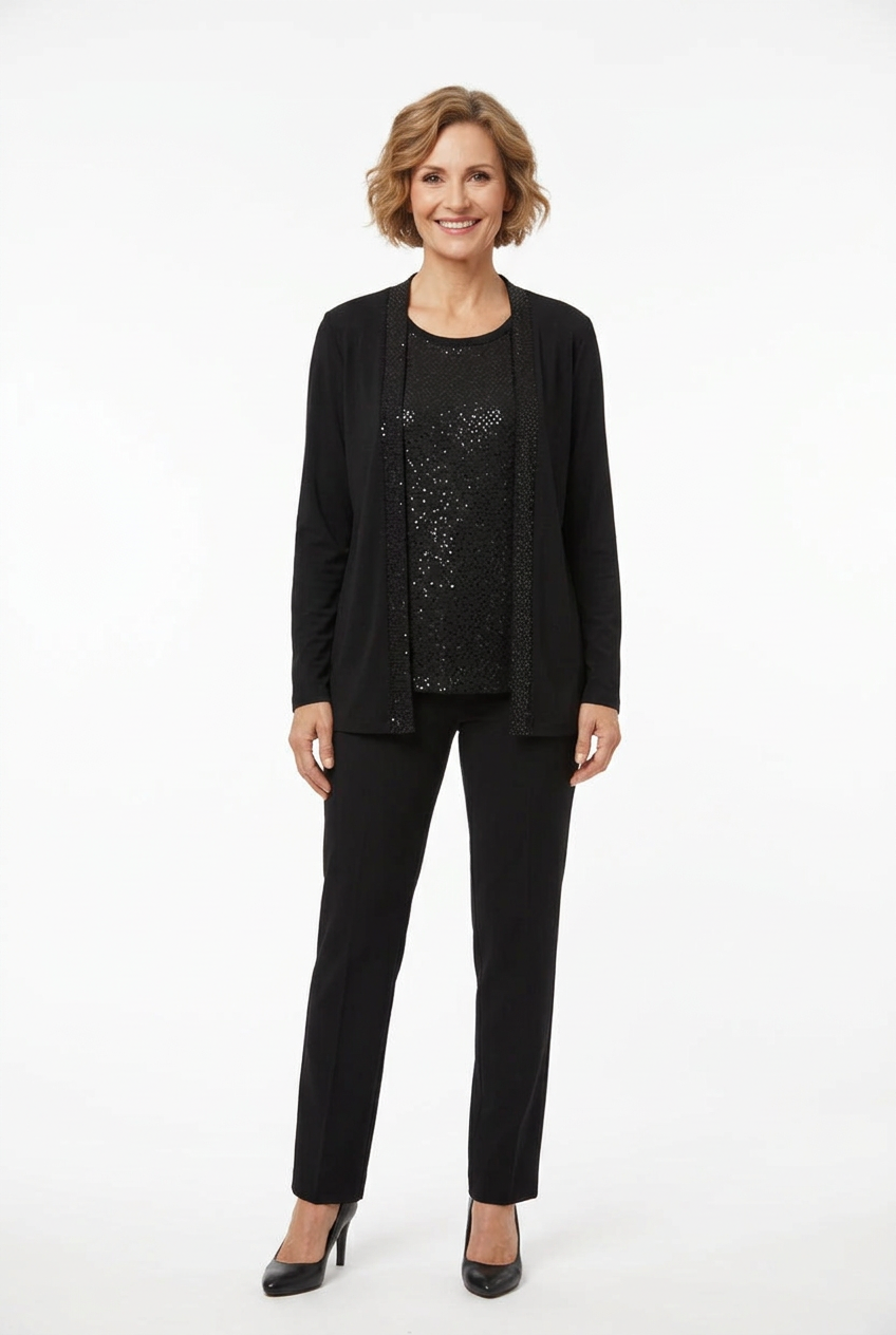blusa de punto con brillos negra