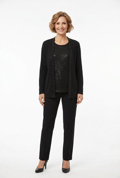 blusa de punto con brillos negra