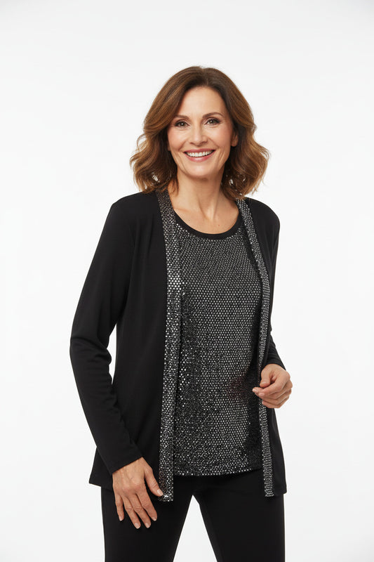 Blusa de punto para fiesta con brillos Plata