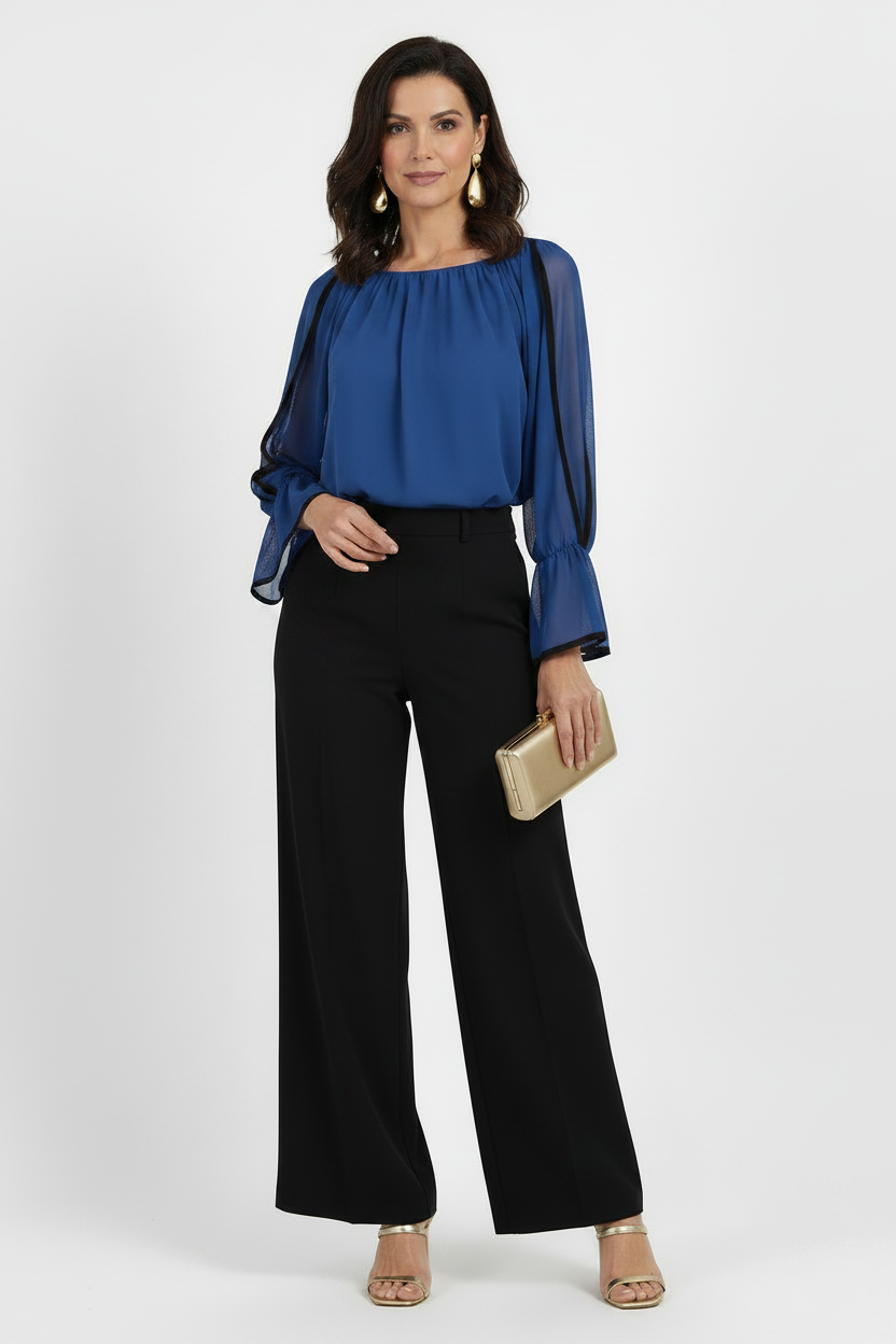 Blusa de Fiesta Manga Larga transparente