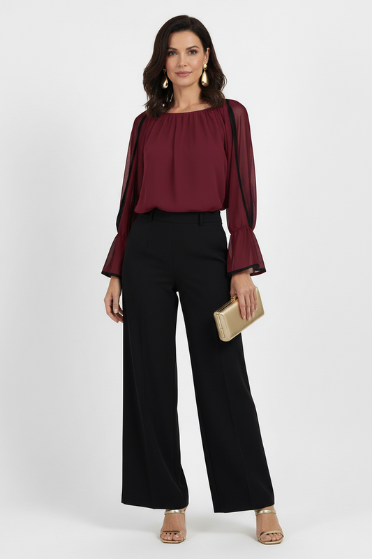 Blusa de Fiesta Manga Larga transparente
