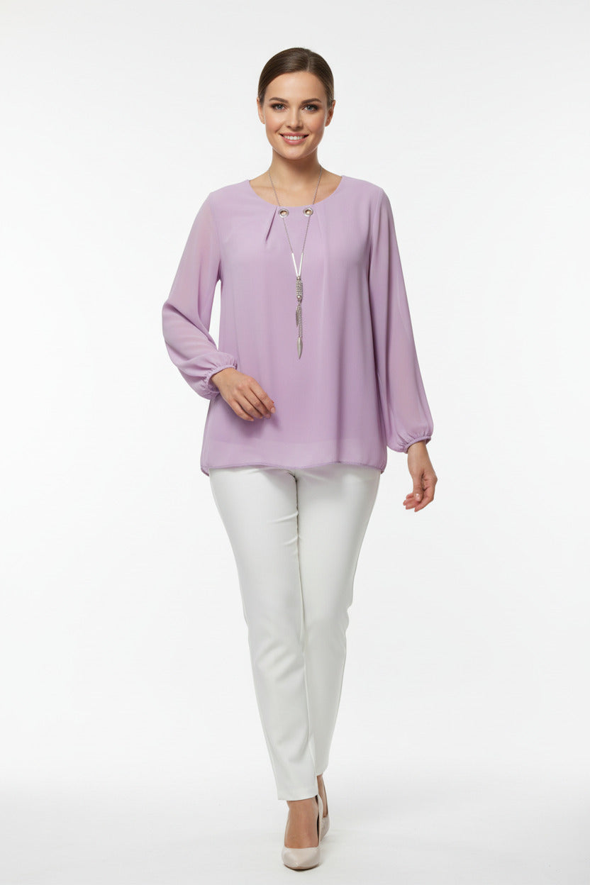 Blusa invitada elegante con Collar Integrado Lila U (36 38 40)