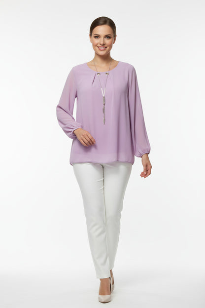 Blusa invitada elegante con Collar Integrado Lila U (36 38 40)