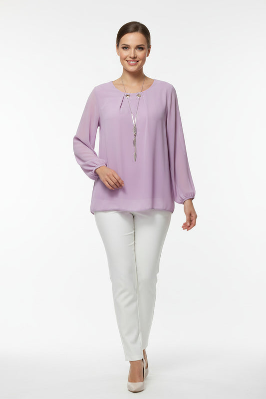 Blusa invitada elegante con Collar Integrado Lila U (36 38 40)