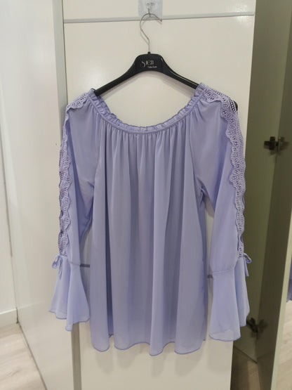 Blusa de fiesta manga larga con crochet