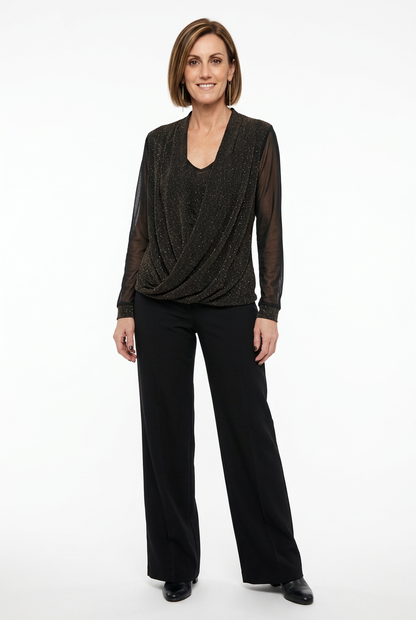 blusa negra con dorado para navidad