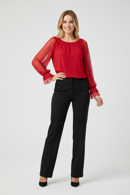 Blusa con Brillos y Mangas Transparentes