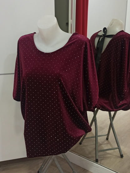 Blusa talla grande de tercipelo con brillos Burdeos SG (44 46 48)