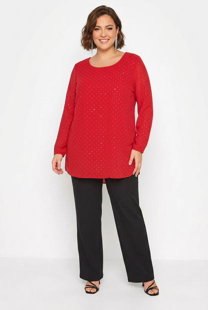 bluson de fiesta rojo con brillos plata