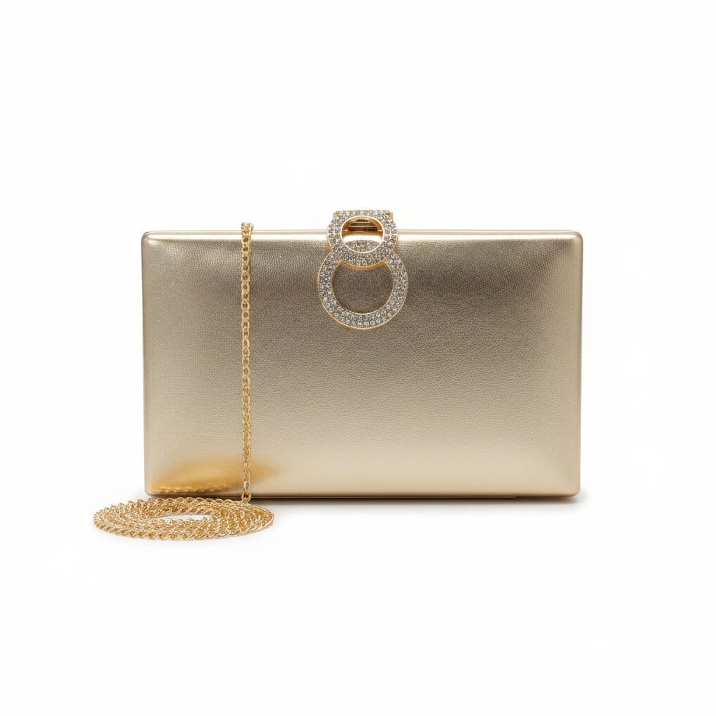 Bolso de Fiesta dorado con Hebilla de Brillos