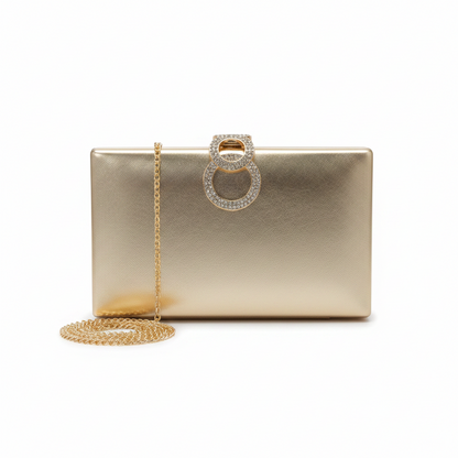 Bolso de Fiesta dorado con Hebilla de Brillos