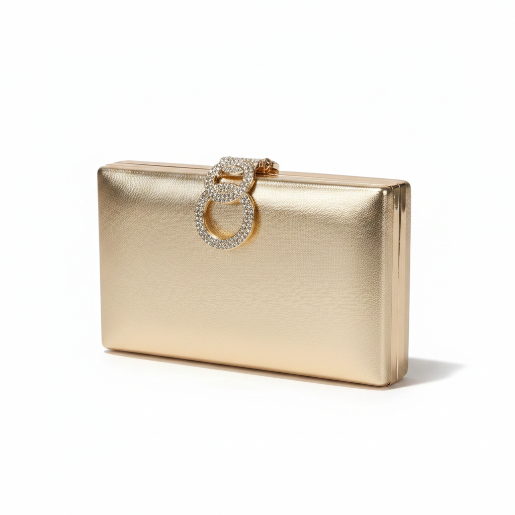 Bolso de Fiesta dorado con Hebilla de Brillos
