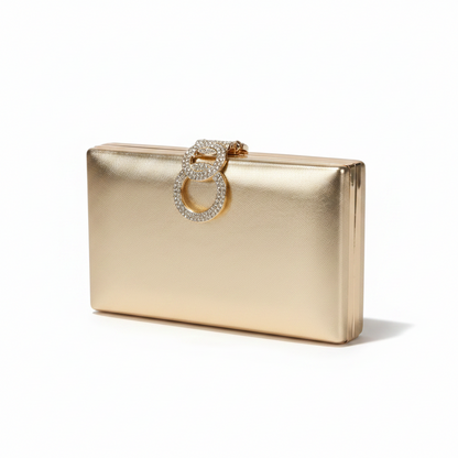Bolso de Fiesta dorado con Hebilla de Brillos