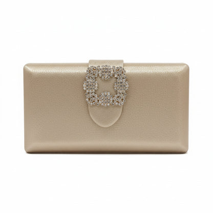 Bolso de Fiesta Dorado con Pedrería y Cadena Dorado