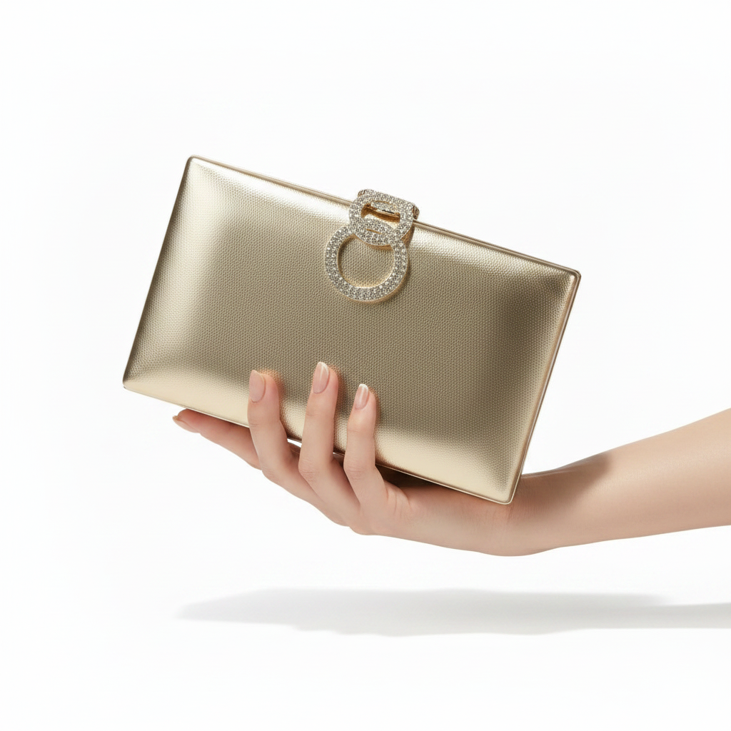 Bolso de Fiesta dorado con Hebilla de Brillos