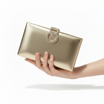 Bolso de Fiesta dorado con Hebilla de Brillos
