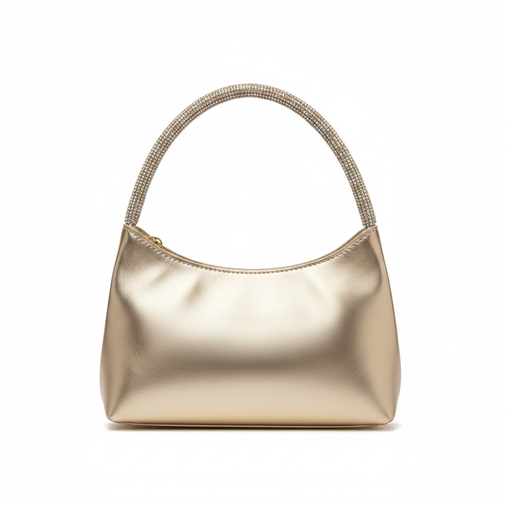 Bolso joya dorado con strass - vista trasera