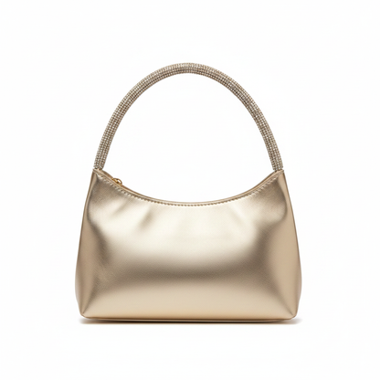 Bolso joya dorado con strass - vista trasera