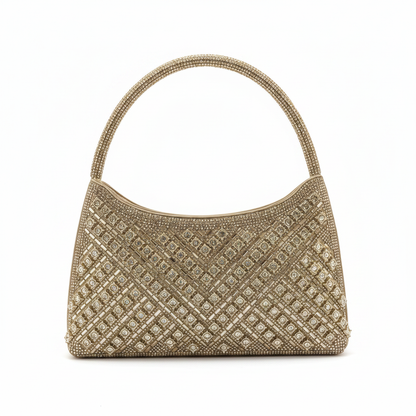 Bolso joya dorado con strass - vista frontal