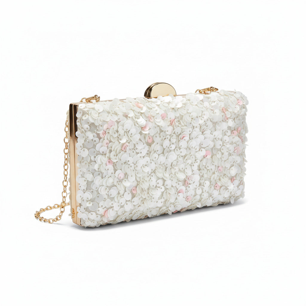 Bolso de fiesta con lentejuelas color nacar Dorado