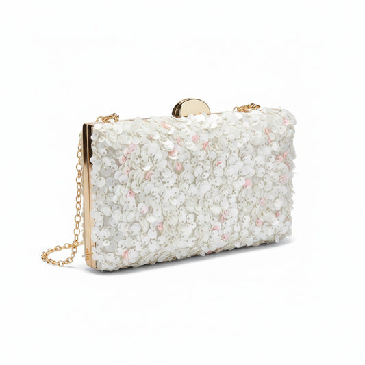 Bolso de fiesta con lentejuelas color nacar Dorado