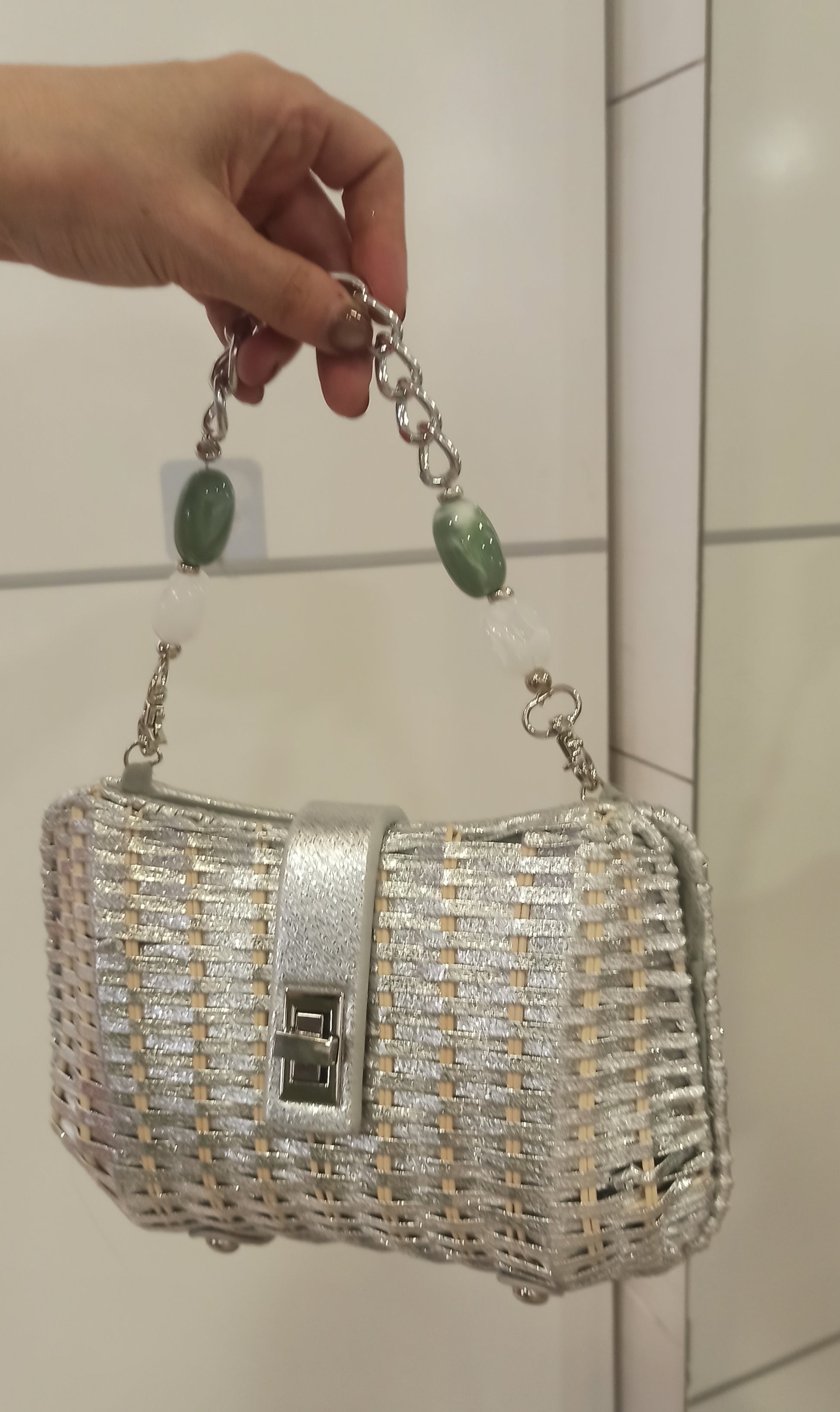 bolso de fiesta plata de yute