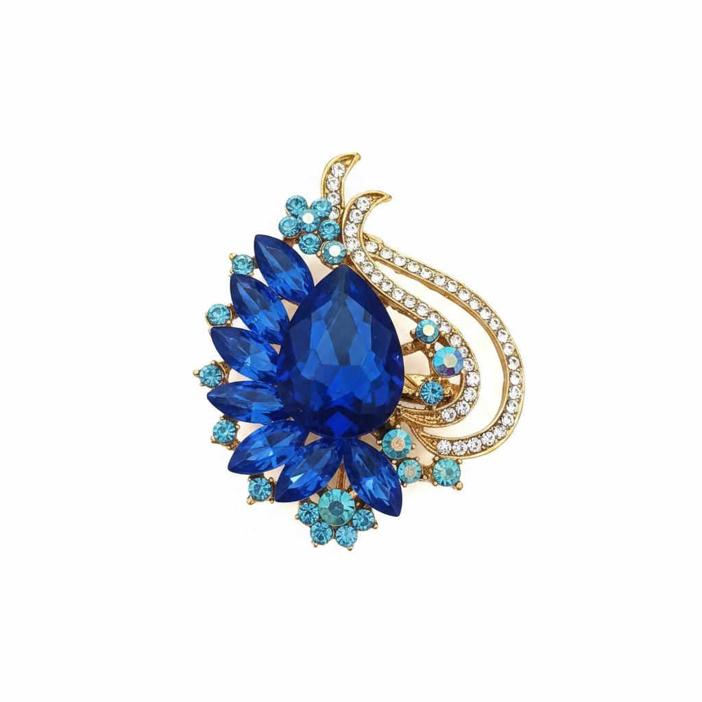 Broche de pedrería azul