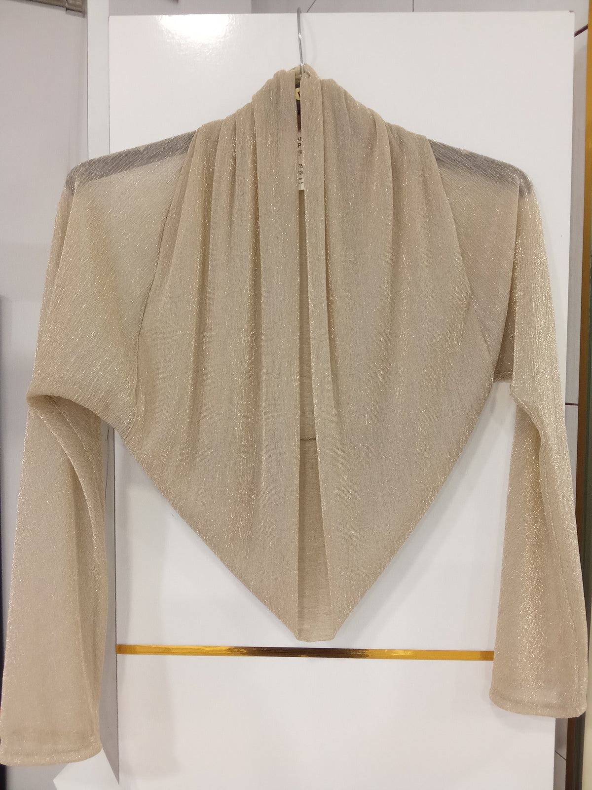 Manguito dorado de lurex de manga larga para fiesta