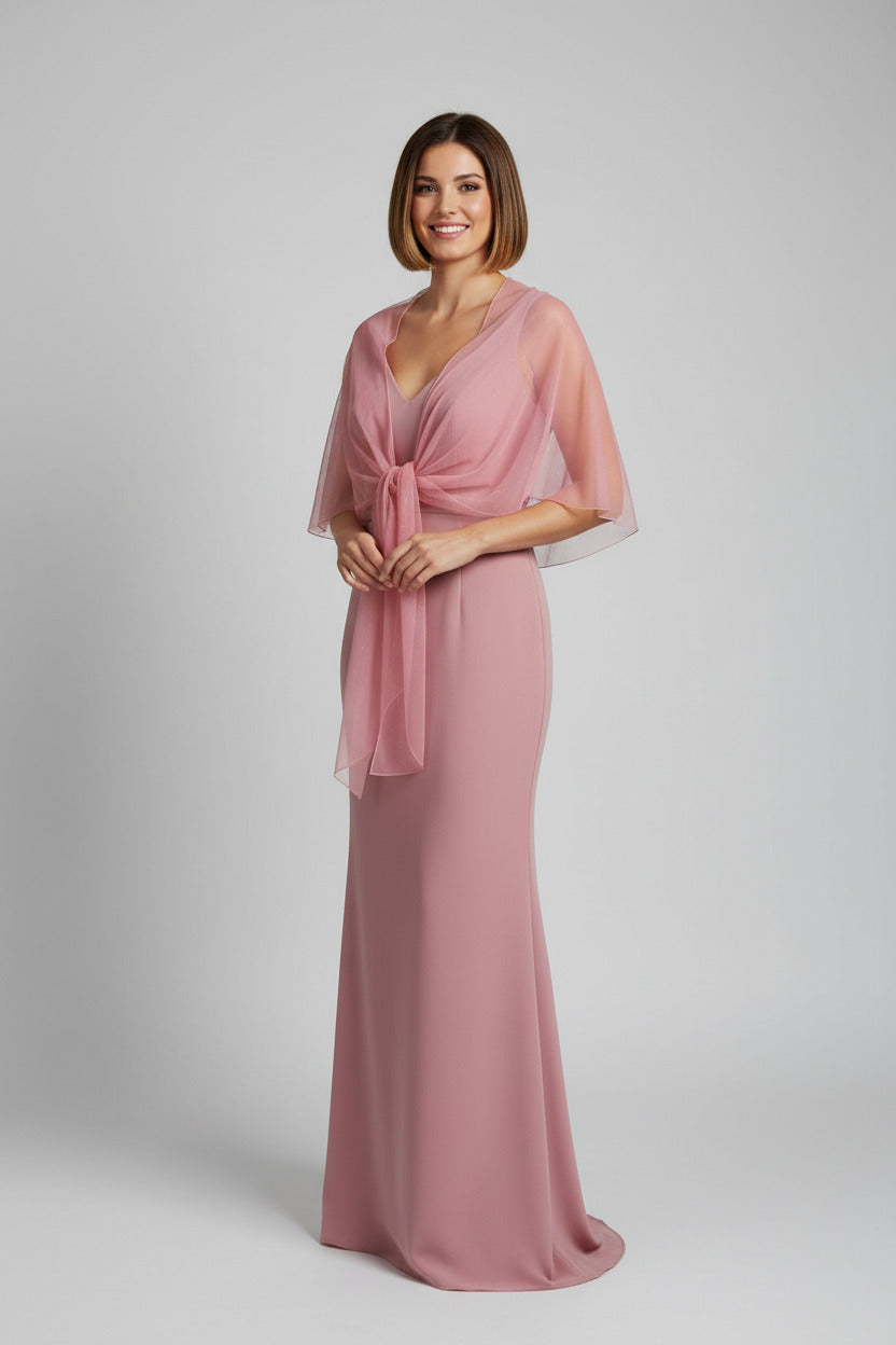 capa chal para vestidos de fiesta con brillos rosa