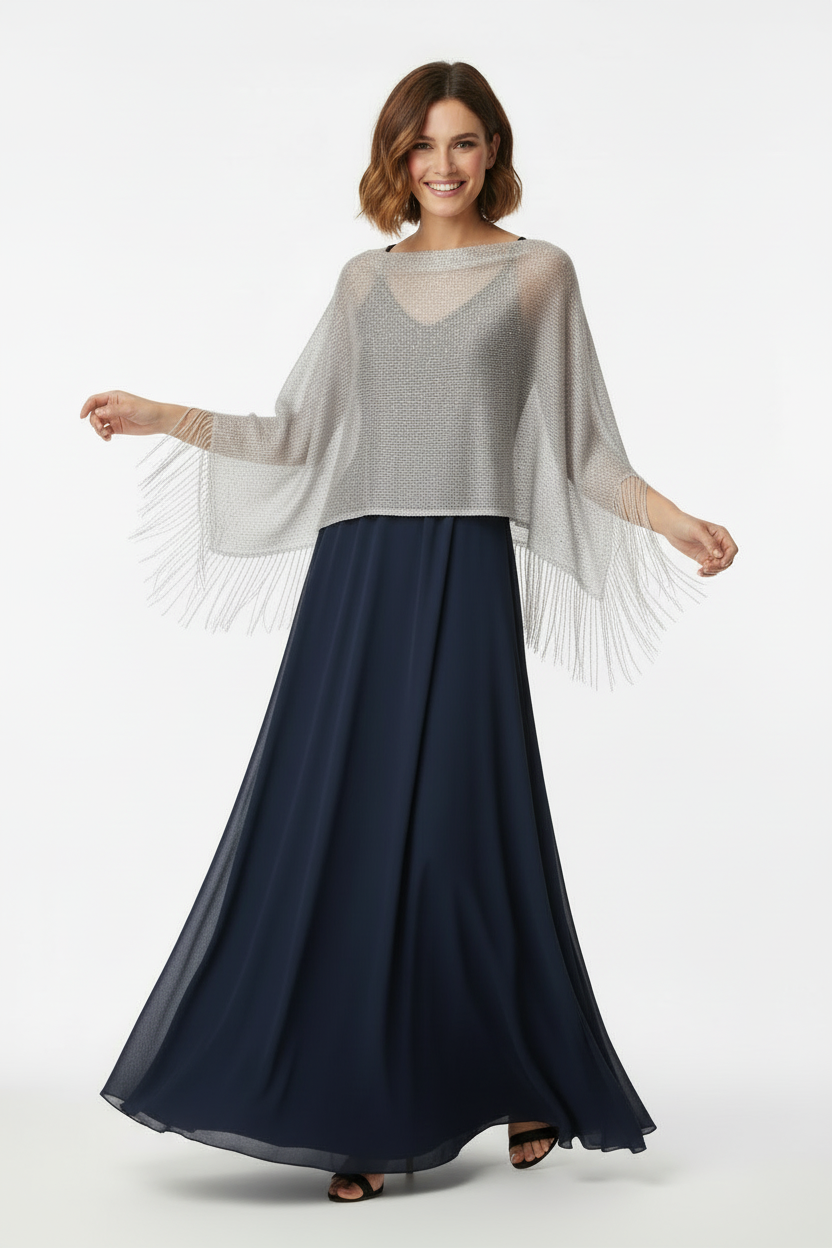 capa plata con flecos para vestidos y monos