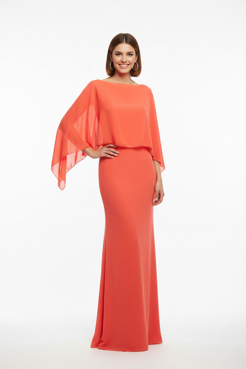 capa de gasa para vestidos de fiesta coral