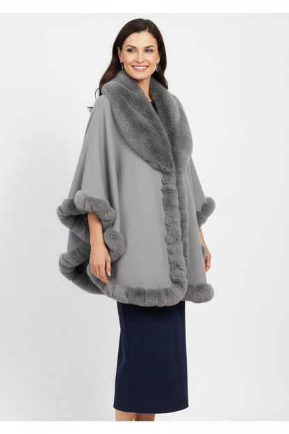  capa gris de pashmina con pelo