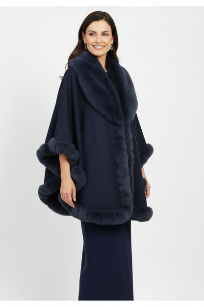 capa de pelo para vestidos de fiesta azul marino
