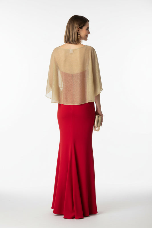 espalda capa dorada corta para vestidos de fiesta