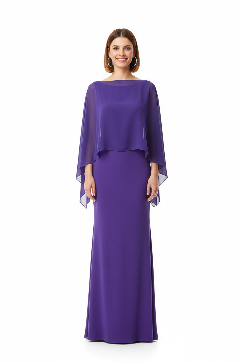 capa de gasa para vestidos de fiesta morada