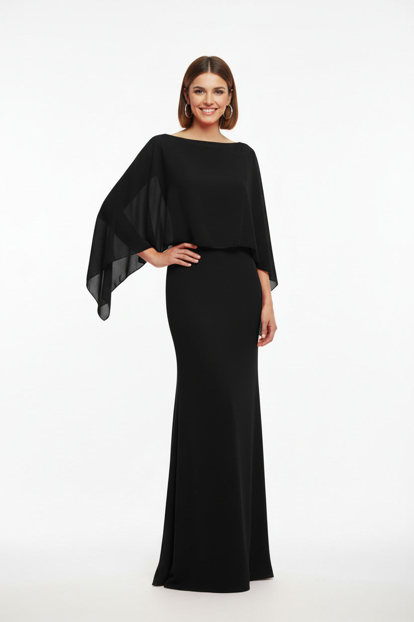 capa de gasa para vestidos de fiesta negra